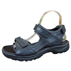 ECCO Offroad Womens Leather Walking Sandals Size 38 Black Adjustable Comfort